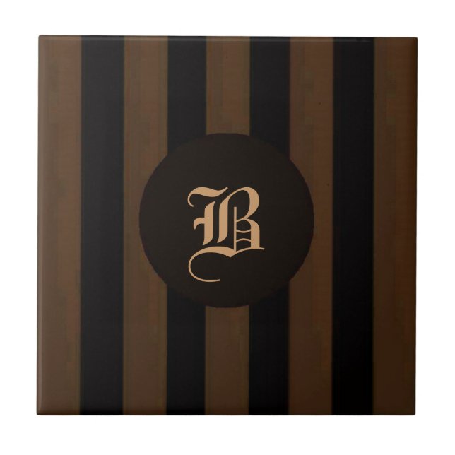 Mjuk och svart remsa, platta (monogram B) Kakelplatta (Framsidan)