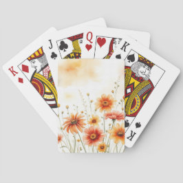 Mjuk Orange Blommigt Vattenfärg Casinokort