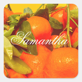 Mjuk Orange Fruktbedövning Fyrkantigt Klistermärke