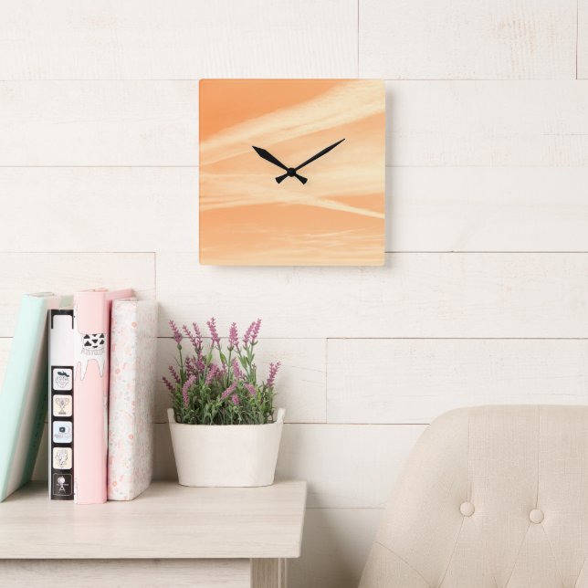 Mjuk Orange Gul Himmel Dröm 1 Fyrkantig Klocka (Läsesal)