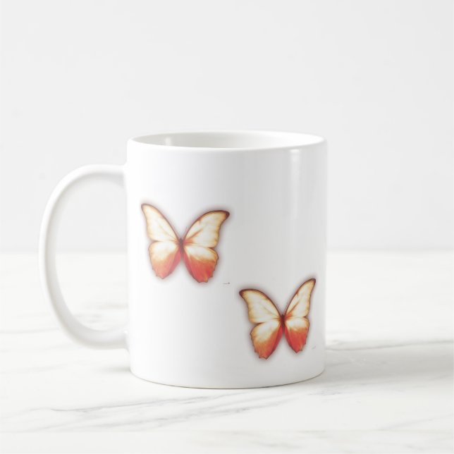 Mjuk Orange Guld Fjäril Mugg (Vänster)
