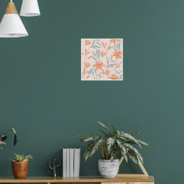Mjuk orange och salvia persika blomster botanisk poster
