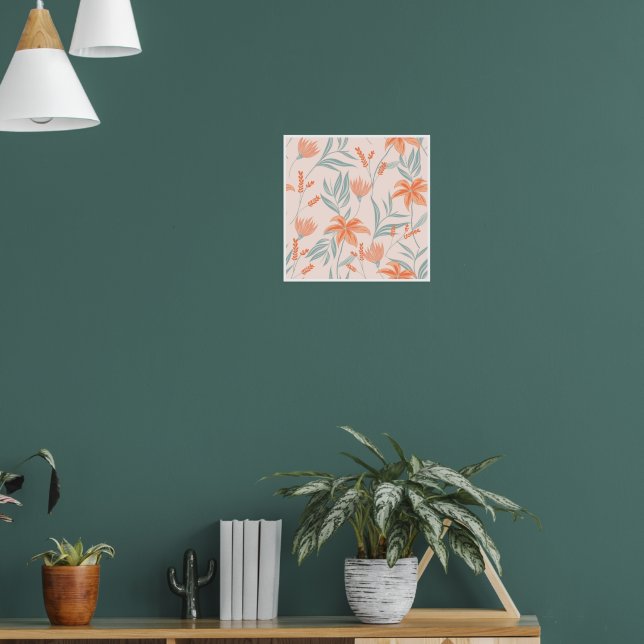Mjuk orange och salvia persika blomster botanisk  poster (Vardagsrum 1)