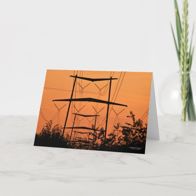 Mjuk orange under högspänningskraft linjer kort (Framsida)