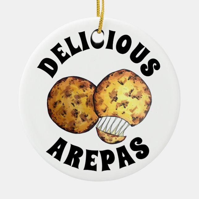 Mjuk ost (majs) Arepas Sydamerikanska livsmedelsma Julgransprydnad Keramik (Framsidan)