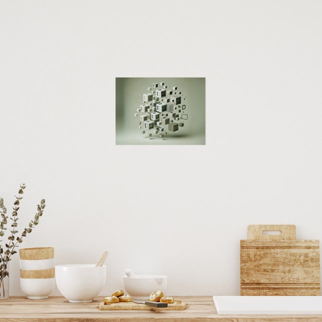 Mjuk övertoning av Vågar - Minimalistisk Abstrakt  Poster (Kök)