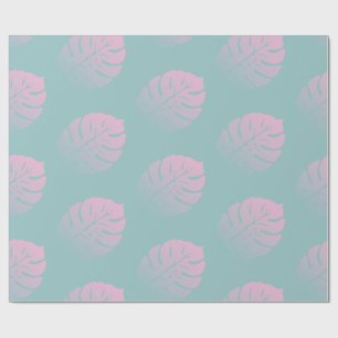 Mjuk övertoning Monstera Tropical Löv Mönster Blue Presentpapper