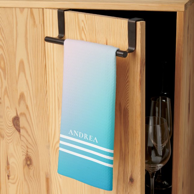 Mjuk övertoningsbeläggning, bakgrundsvit rand kökshandduk (Thirds Fold)