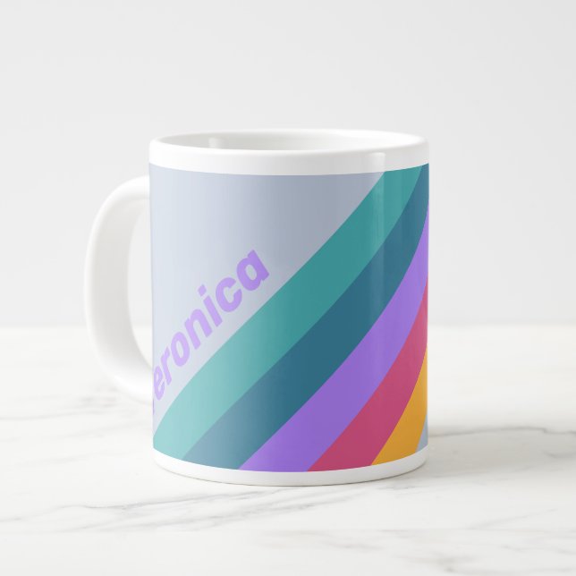 Mjuk Pansy Drömma Ränder med Namn Jumbo Mugg (Framsida vänster)