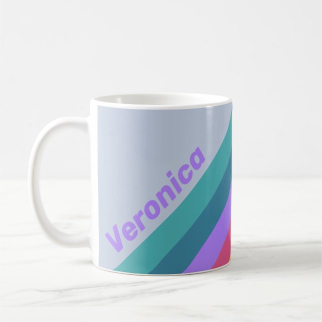 Mjuk Pansy Drömma Ränder med Namn Kaffemugg (Vänster)