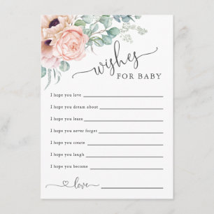 Mjuk Pastel Blommigt Baby Shower Önskemål för Baby Tilläggskort