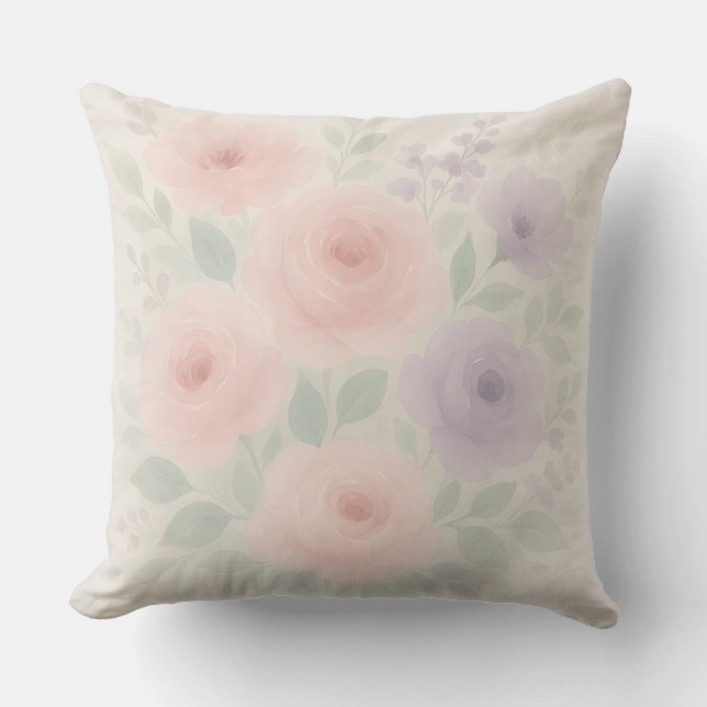 Mjuk pastel-Blommigt Decorative Dekorativ kudde (Framsida)