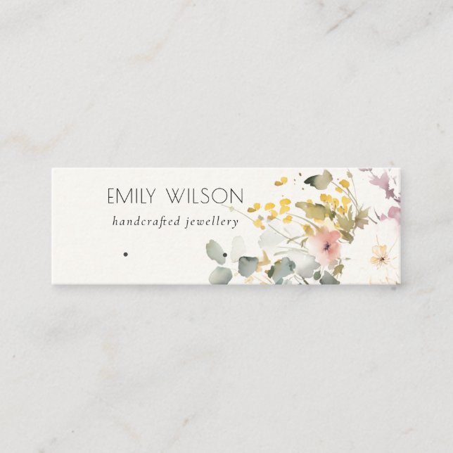Mjuk Pastel Blommigt Öarring Ring Loop Stud Visnin Mini Visitkort (Framsida)