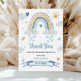 Mjuk Pastel Blue Boho Baby Shower-Tack Tack Kort