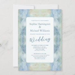 Mjuk Pastel Blue Bohohemian Wedding-inbjudan QR-ko Inbjudningar