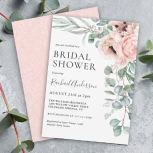 Mjuk Pastel Boho Watercolor Blommigt Möhippa Inbjudningar