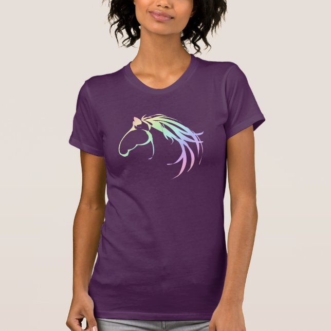 Mjuk Pastel Färgad Horse Head Logotyp Design T-shirt (Framsida)