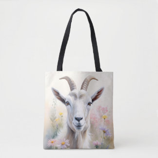 Mjuk pastel Flower Fält Goat Porträtt Tygkasse