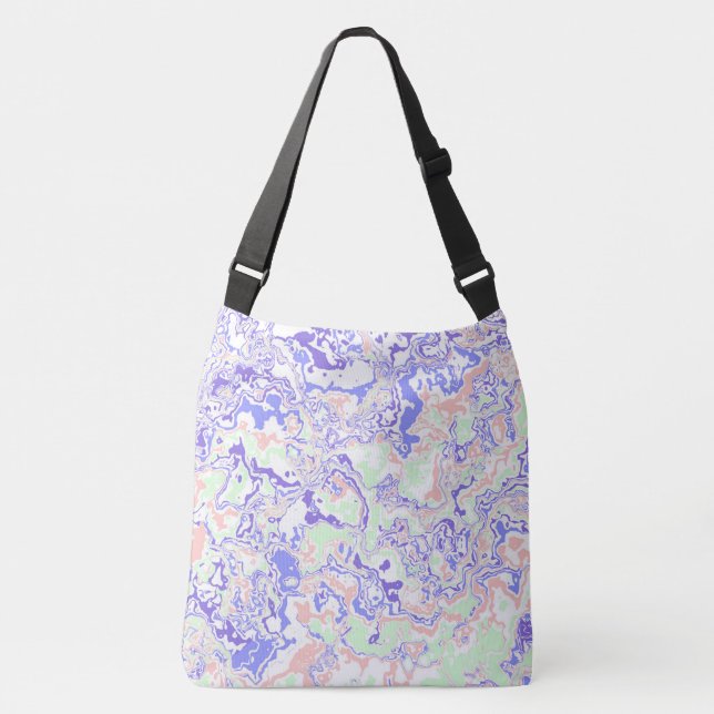 Mjuk pastel Funky Boho Retro Abstrakt Marble Axelväska (Framsida)