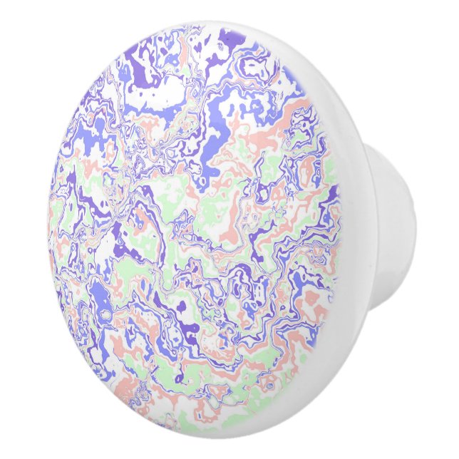 Mjuk pastel Funky Boho Retro Abstrakt Marble Knopp (Höger)