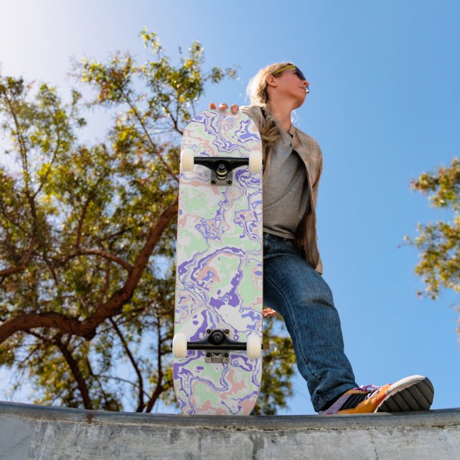 Mjuk pastel Funky Boho Retro Abstrakt Marble Mini Skateboard Bräda 18,5 Cm (Utomhus 1)