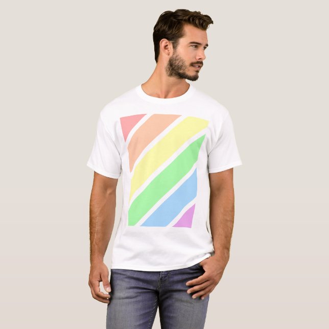 Mjuk pastel Gay pride Rainbow Färg  T Shirt (Hel framsida)