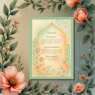 Mjuk Pastel Guld Blommigt Arch Bröllop Tilläggskort