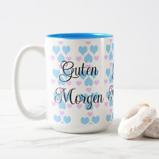 Mjuk Pastel Heart Mönster Guten Morgen Mugg