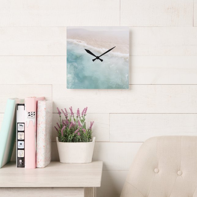 Mjuk pastel Karibiska oceanen Bliss 1 Fyrkantig Klocka (Läsesal)