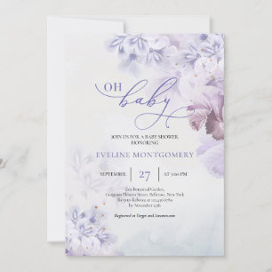 Mjuk pastel lila blommor damstig rosa Oh Baby Invi Inbjudningar