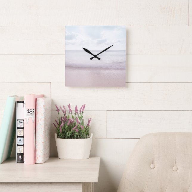Mjuk pastel Ocean Vågar 4 #oceon#art Fyrkantig Klocka (Läsesal)