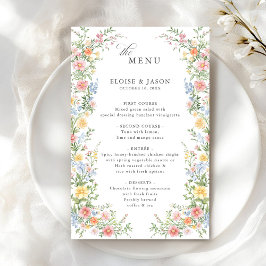 Mjuk Pastel Ornate Vår Garden Chic Bröllop Menu