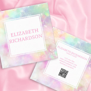 Mjuk Pastel Rainbow Opal Crystal Colorful QR-kod Fyrkantigt Visitkort