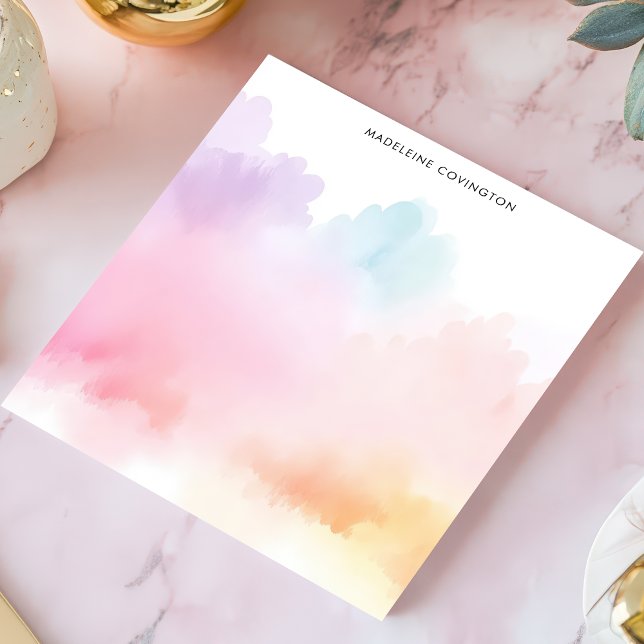 Mjuk Pastel Rainbow Watercolor Personlig Namn Anteckningsblock (Skapare uppladdad)