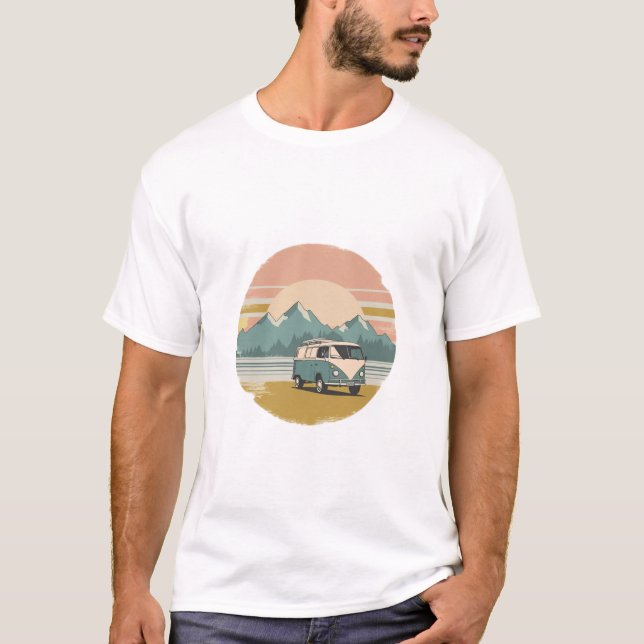 Mjuk pastel Retro Travel T-Shirt (Framsida)