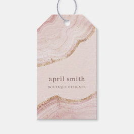 Mjuk pastel Ro Guld Agate Marble Struktur Presentetikett