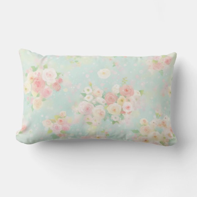 Mjuk Pastel Ro Mönster på Aqua Background Lumbarkudde (Framsida)