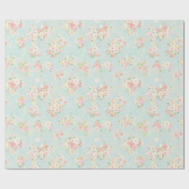 Mjuk Pastel Ro Mönster på Aqua Background Presentpapper (Platt)