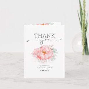 Mjuk pastel Rosa Blomsterbabyskor Tack Kort