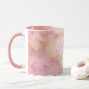 Mjuk pastel Rosa Grönt Vattenfärg Tie-Dye Mönster Mugg
