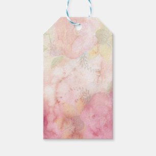 Mjuk pastel Rosa Grönt Vattenfärg Tie-Dye Mönster Presentetikett