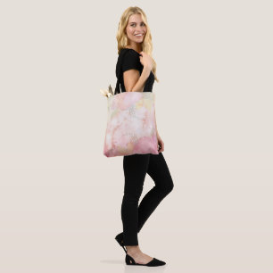 Mjuk pastel Rosa Grönt Vattenfärg Tie-Dye Mönster Tygkasse