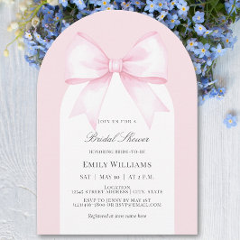 Mjuk pastel Rosa Ribbon Bow-Möhippa Inbjudningar