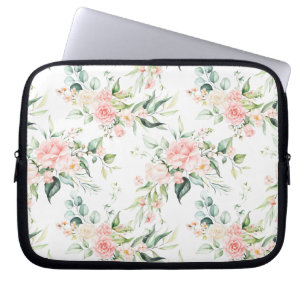 Mjuk Pastel Rosa ros Flower Mönster Laptop Fodral