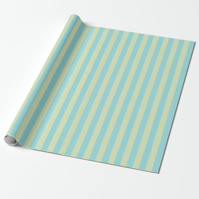 Mjuk pastel Stripe Mönster - Lime Cream & Limpet Presentpapper (Utrullad)