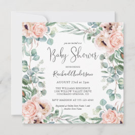 Mjuk pastel Watercolor Baby Shower Inbjudningar