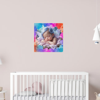 Mjuk Pastell Akvarell Baby Sovande Foto Poster