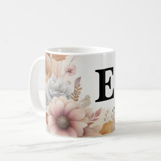 Mjuk Pastell Akvarell Höstlöv Blommig Ram Kaffemugg