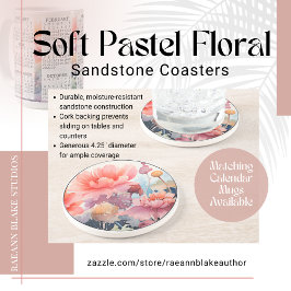 Mjuk Pastell Blommig Design Rund Sandstens Coaster Underlägg