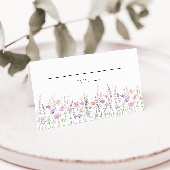 Mjuk Pastell Blommig Vildblomma Bröllops Platskort Kort (Skapare uppladdad)